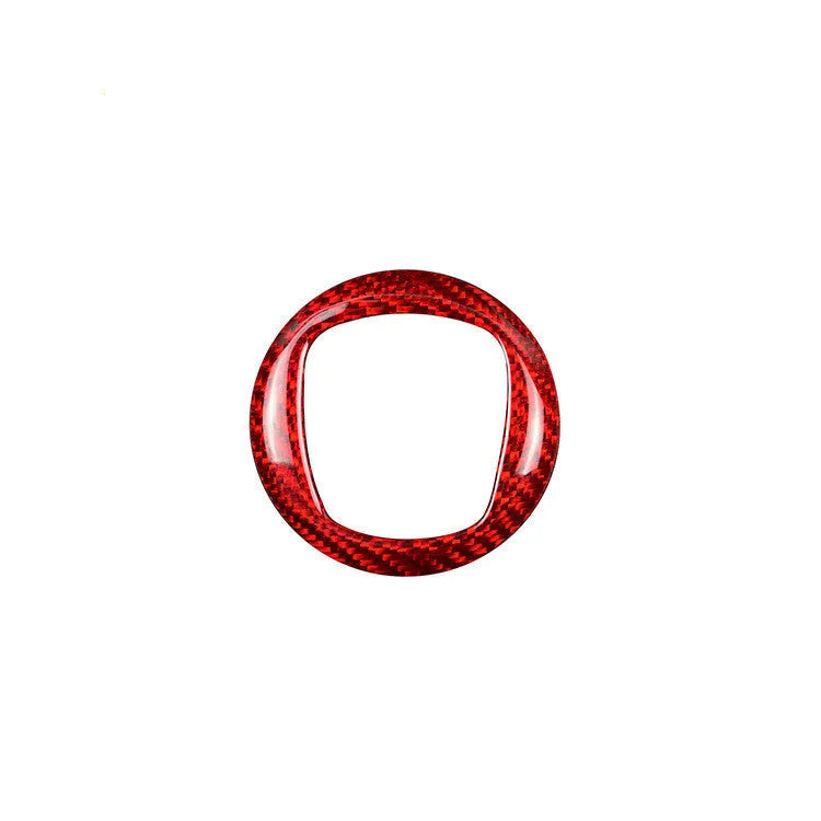 Carbon fiber steering wheel cover shown in black and red colour options for vehicle interior enhancement