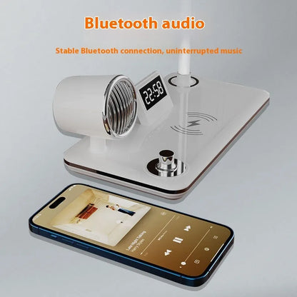 Intelligent wireless charging lamp with digital display time showing white or black colour options