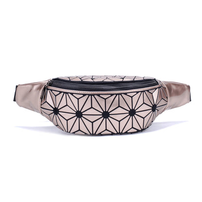 Stylish fanny pack with geometric design, available in multiple colors for hands-free, fashionable carry