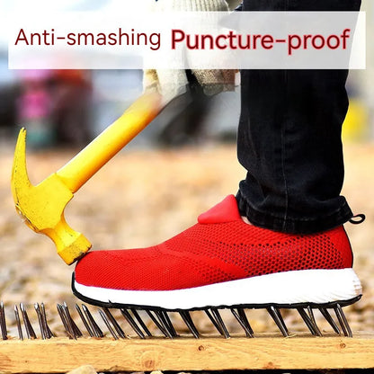 Men's lightweight steel toe work safety shoes with anti-puncture protection