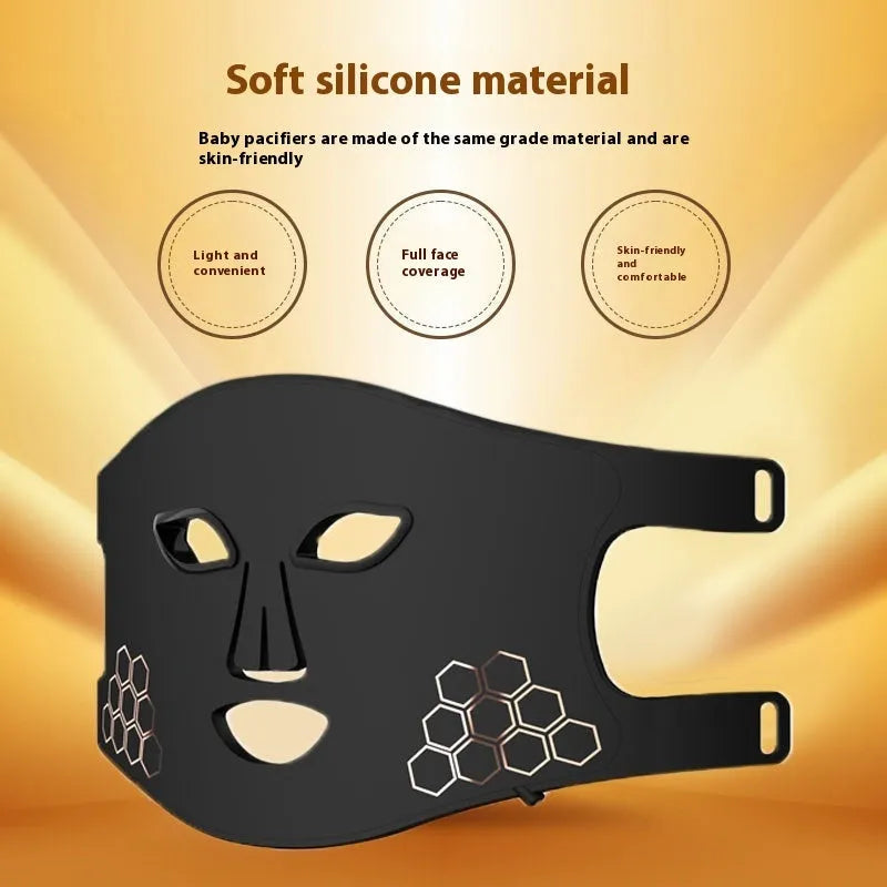 Black LED photon beauty mask for face and neck light therapy treatment at home