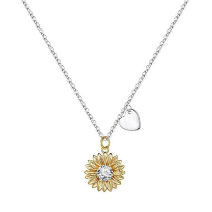 925 silver sunflower necklace with geometric daisy pendant on adjustable 21-50cm cross chain
