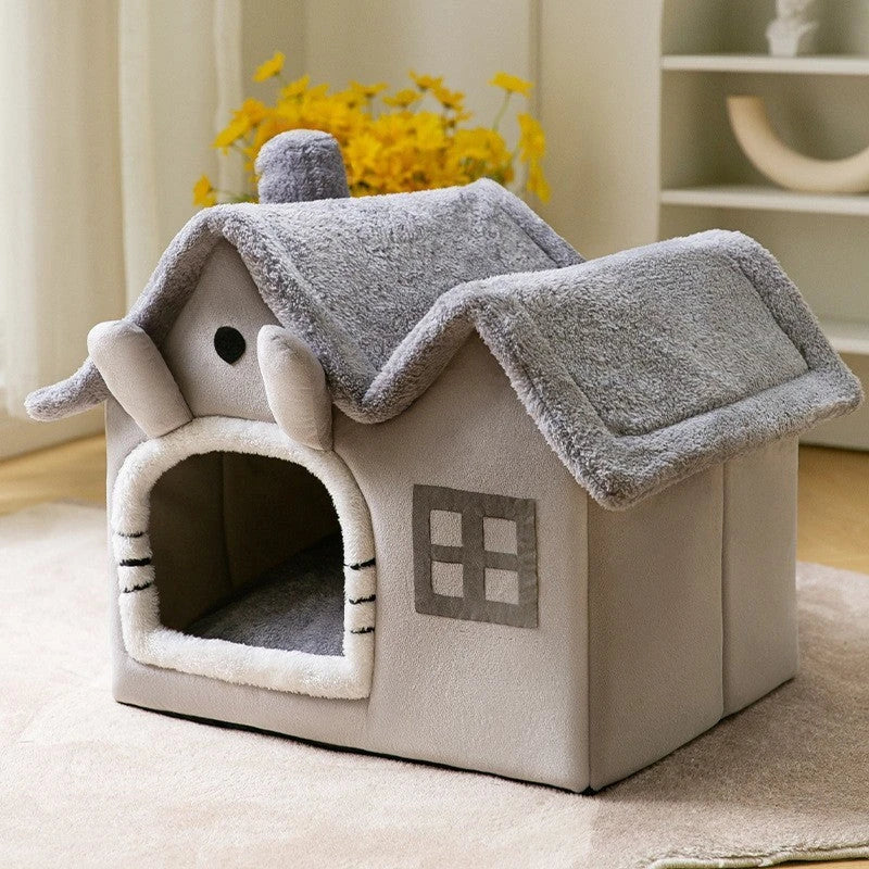 Cozy and Foldable Pet Bed for Dogs and Cats: Premium Synthetic Fur, Self-Warming, and Non-Slip Design