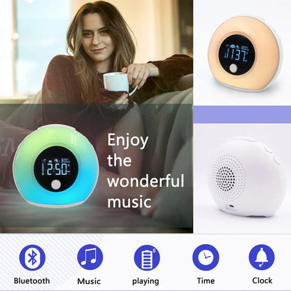 Digital Music Alarm Clock with Bluetooth 5.0 and VA LCD screen in colourful design
