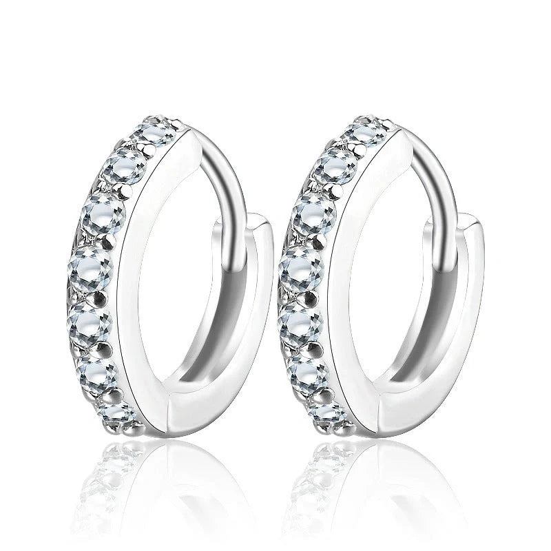 Elegant sterling silver diamond needle earrings for women
