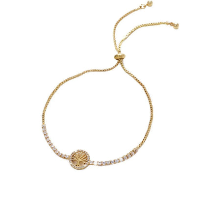 Electroplated lucky tree zircon bracelet for women in European American jewellery style