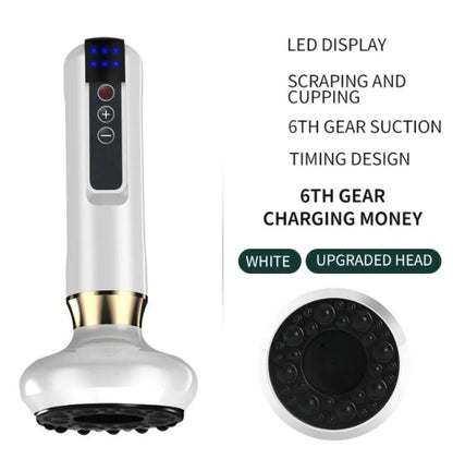 Green electric vacuum cupping massager with adjustable suction and infrared heating functions