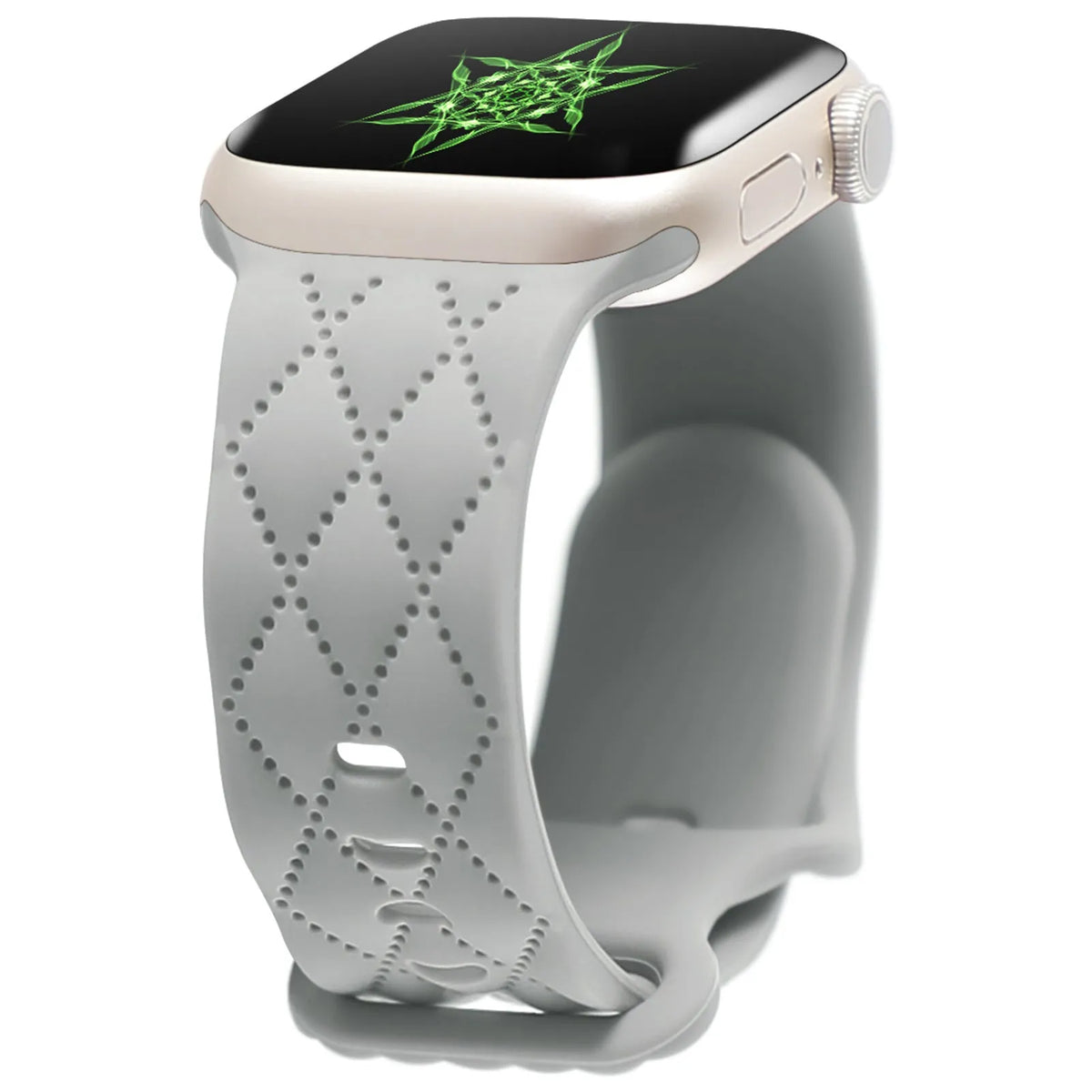 Silicone Apple Watch strap with butterfly buckle, shown in black, 38/40/41mm size