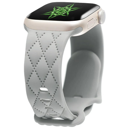 Silicone Apple Watch strap with butterfly buckle, shown in black, 38/40/41mm size