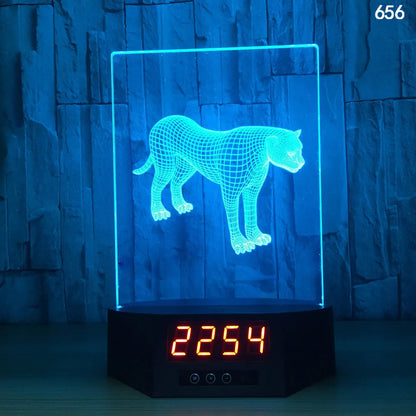 Glowing 3D dolphin LED night light with wireless charging base and remote control on bedside table