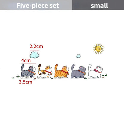 Climbing cats car sticker with five cats walking design on vehicle window, waterproof PVC material