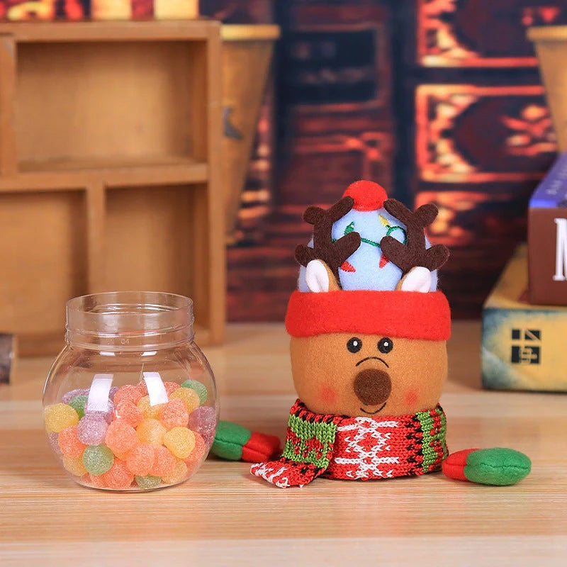 Christmas Candy Jar with festive toy lid for holiday treat storage