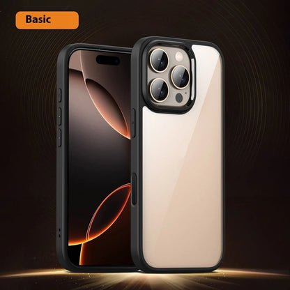 Light colour transparent magnetic protective case for iPhone 16 series phones showing airbag design.