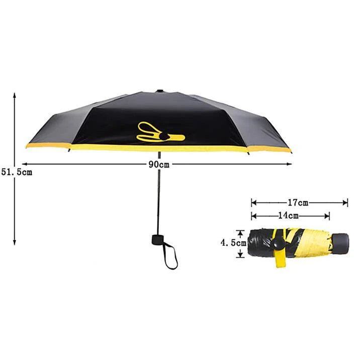 Compact, foldable umbrella in various colours offering premium weather protection and UV shielding