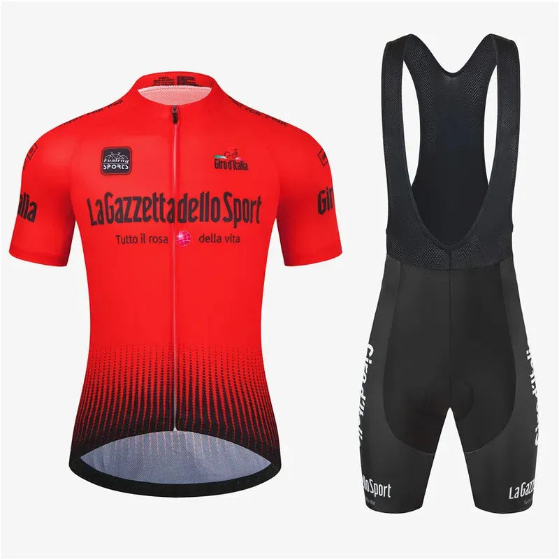 Unisex short-sleeve cycling suit in a solid colour, made from quick-dry polyester fabric.