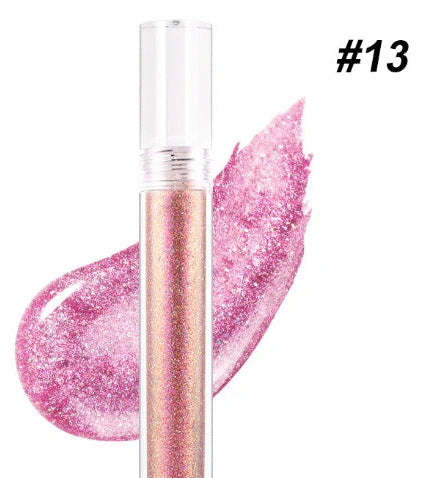 15 Colour Laser Lip Lacquer tubes showing waterproof formula with laser powder technology