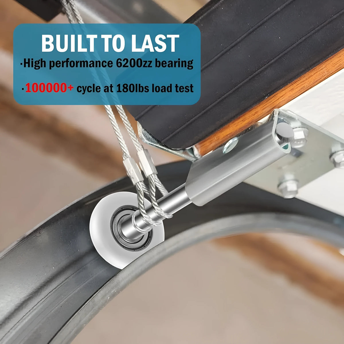 White steel garage door rollers and handle winding strips set for garage door repair