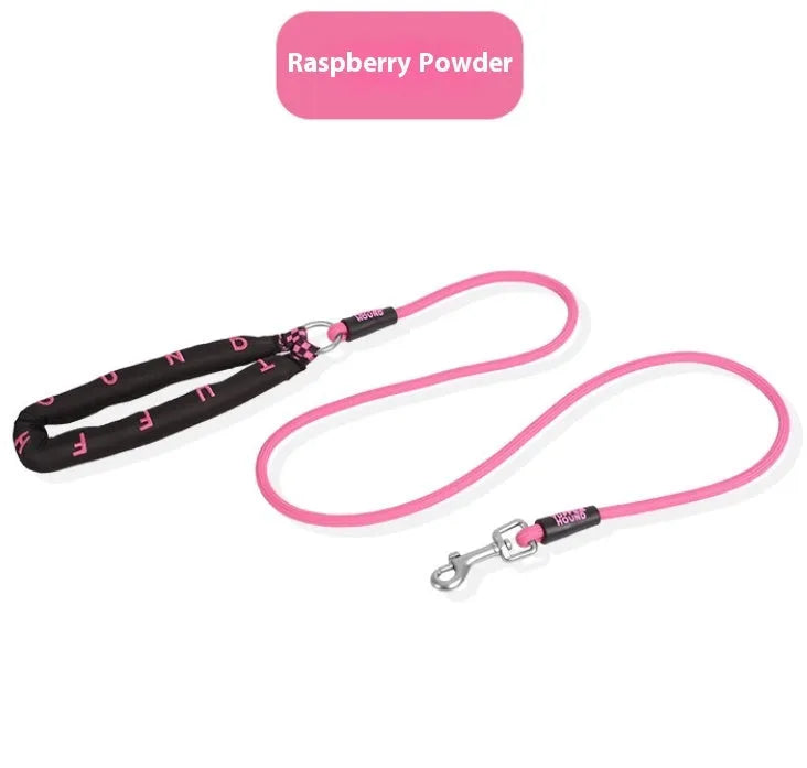 Polyester dog leash with hand holding rope in four colour options for small medium large dogs