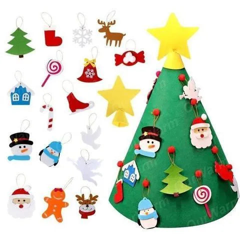 Felt Christmas tree DIY craft ornament measuring 50x60cm with three-dimensional cone design for child assembly