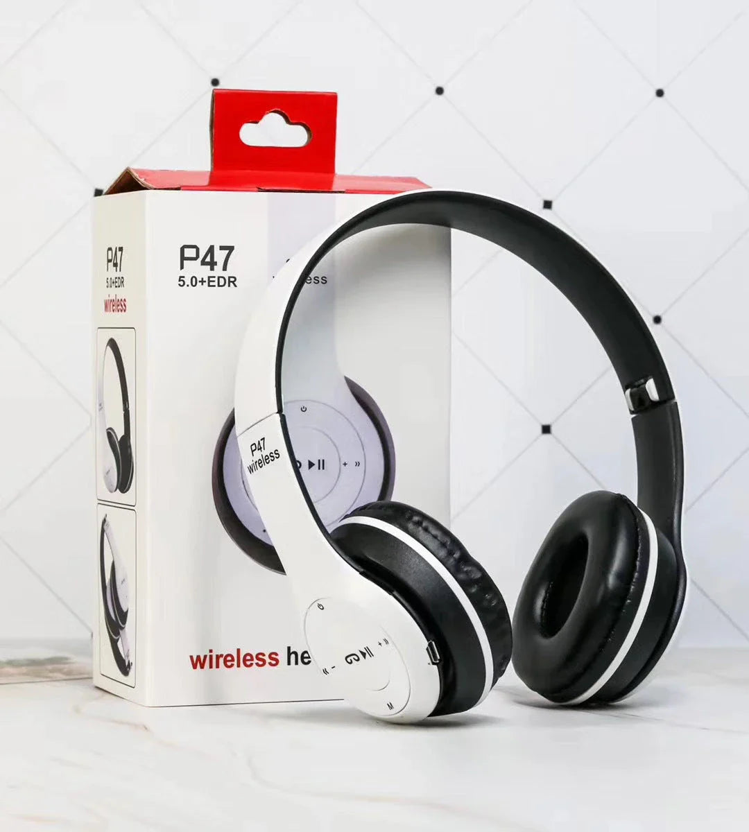 Wireless Bluetooth headphones with foldable design and 40mm drivers for immersive stereo audio
