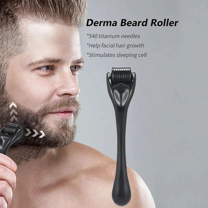 Derma roller with titanium microneedles showing six needle length options from 0.2mm to 1.0mm