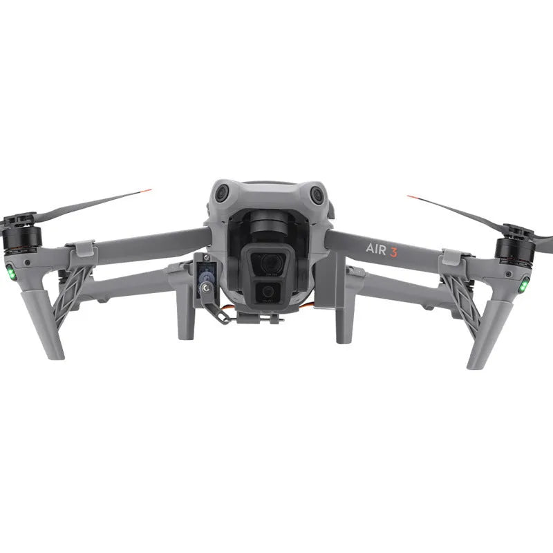 Dark grey ABS drone thrower for DJI Air 3 with USB charging and height extension tripod, 500g capacity.
