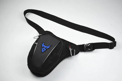 0105MC motorcycle leg bag in 1200D Oxford cloth shown in grey colour with crossbody strap