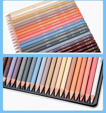 24 skin colour pencils for portrait art in a round metal tin with HB refills