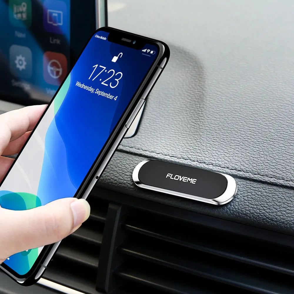 Black magnetic phone holder with square silver iron sheet and foam glue adhesive