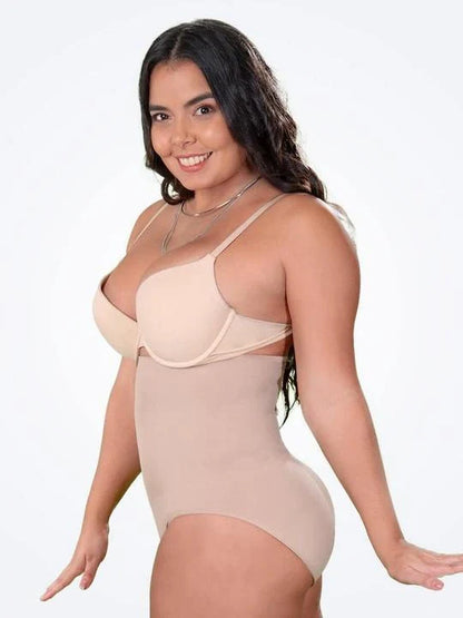 High-waisted ladies triangle seamless waist pants in black and skin tone