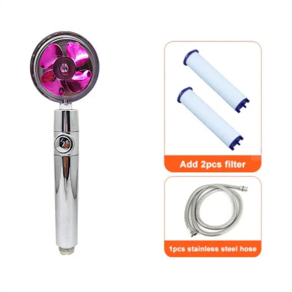 360° Rotating Shower Head with Built-In Fan - Premium ABS Plastic Construction, Water-Saving High-Pressure Spray
