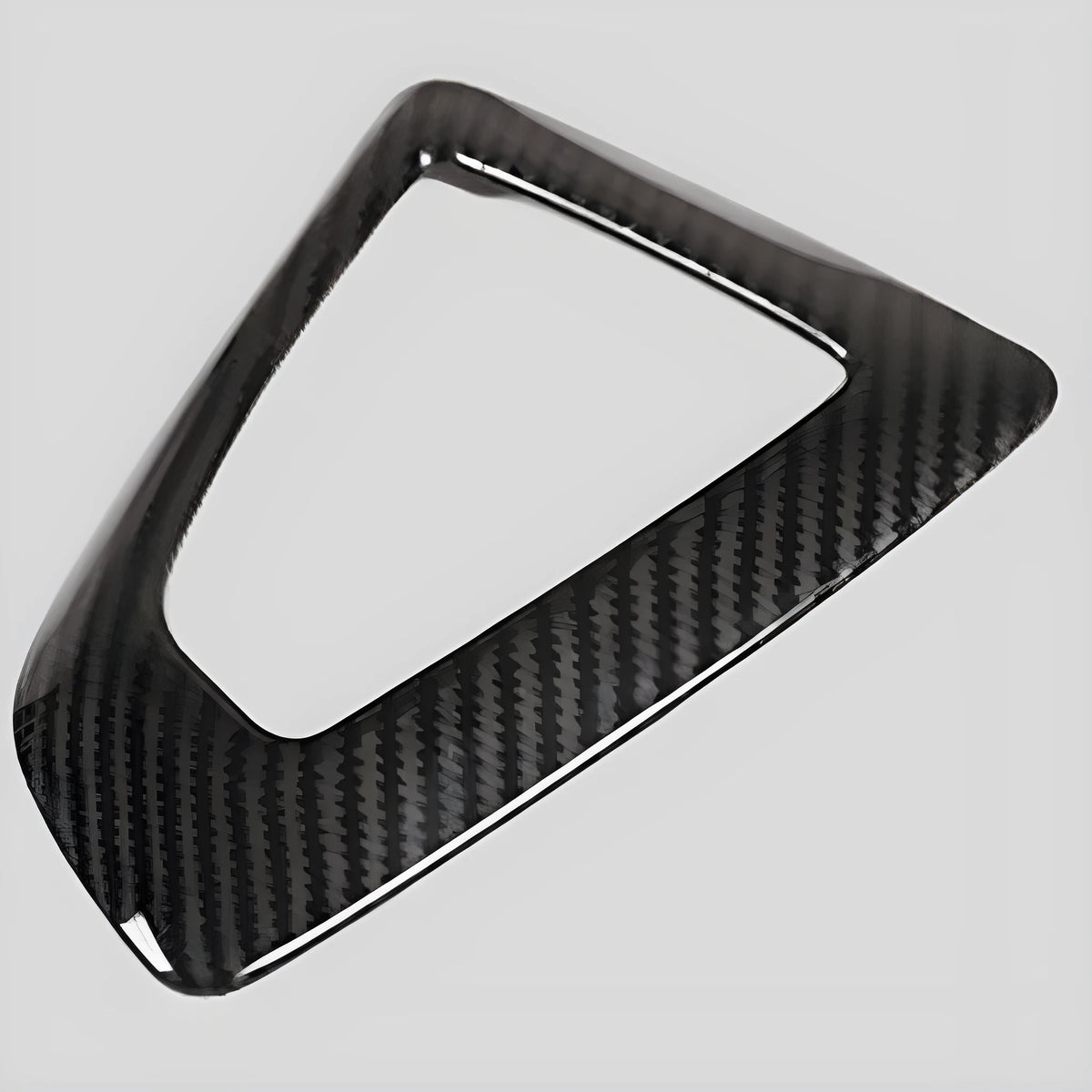 BMW gear base frame with carbon pattern for 1 2 3 4 Series models showing 3M adhesive backing