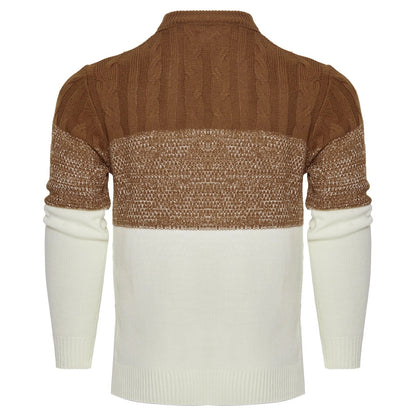 Men's Casual Cable Knit Colour Block Sweater in various colours for stylish comfort