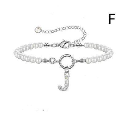 2024 Fashion Toggle Clasp Initial Bracelet with 6mm Pearl