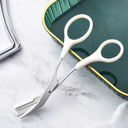 Curved Moon Eyebrow Trimming Knife with Comb for precise grooming