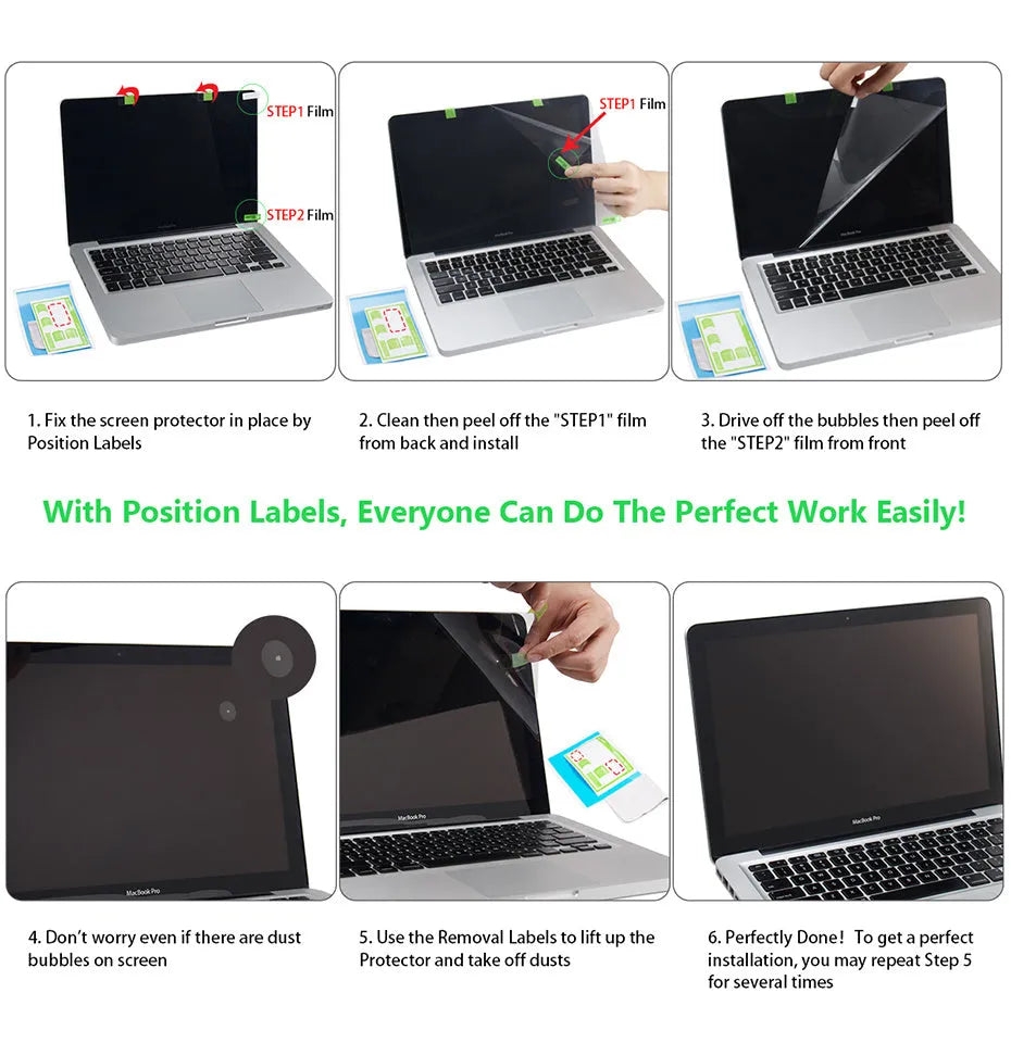 Matte screen protector film for MacBook Pro 13 inch 2016-2019 and MacBook Air 11.6 13.3, anti-scratch, 4 H