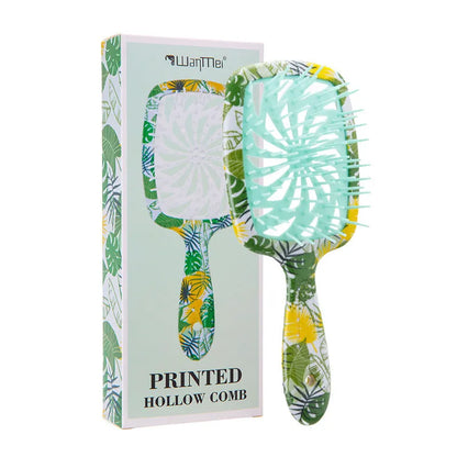 Hollow massage comb in pink or green, over 20cm, ABS with TPU water sticker, boxed