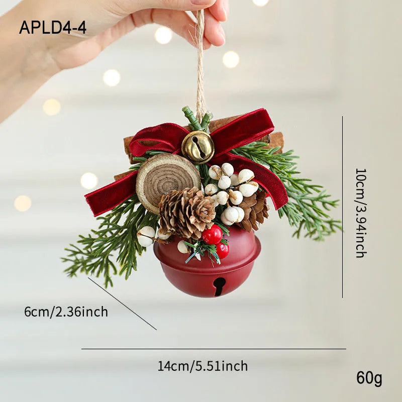 Wrought iron decorative pendant with antlers, pine cone, bowknot, and a small bell in a choice of colours.