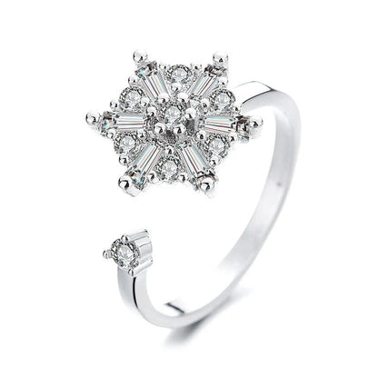 Women's adjustable rotatable butterfly ring with zircon inlay, available in multiple designs