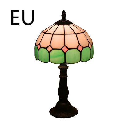 Retro yellow glass bedside table lamp with resin base, 20 x 12 x 35cm, Mediterranean style