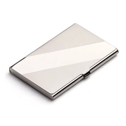 304 stainless steel business card case with laser-etched geometric pattern