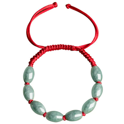 National style jade bracelet in dark green men's version with 9 beads or red women's version with 8 beads