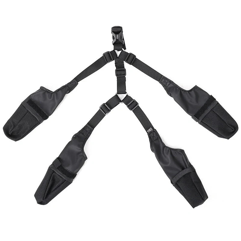Adjustable waterproof dog boots with non-slip soles in black