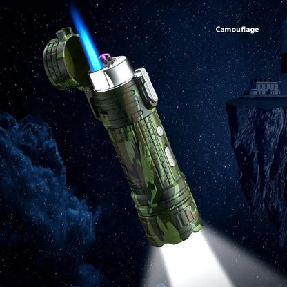 TH727 aluminium alloy waterproof flashlight lighter in camouflage colour, showing compact cylindrical design.