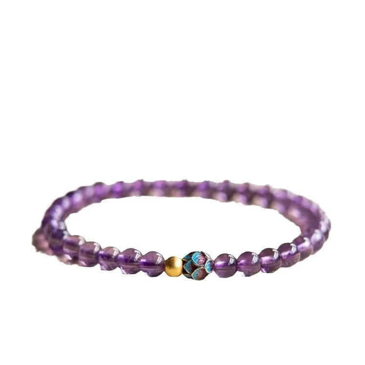 Women's lotus bracelet in nine purple colour with retro design and mixed materials