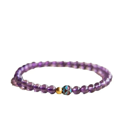 Women's lotus bracelet in nine purple colour with retro design and mixed materials