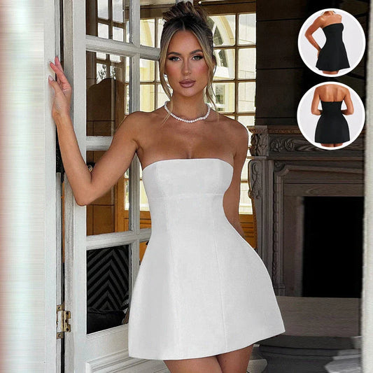 Stylish backless mini dress in solid colors, perfect for summer parties and events