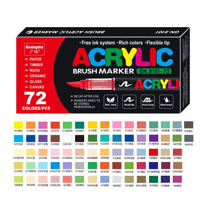 Set of straight acrylic marker pens with soft heads in multiple colours for painting and graffiti