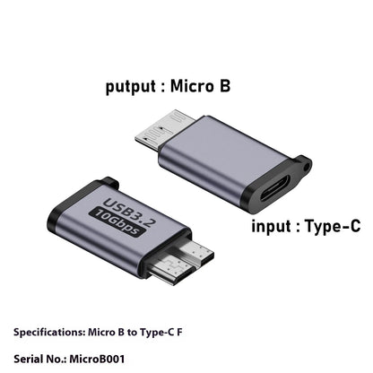 Micro-B USB adapter converter showing Type-C and USB to Micro-B connections for charging and data transfer