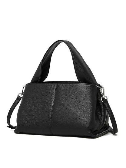Women's genuine leather messenger bag in horizontal square shape with retro texture cowhide and shoulder straps